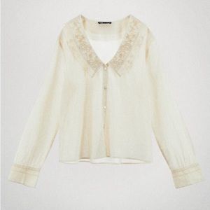 Zara women’s embroidered collar t-shirt / pijama